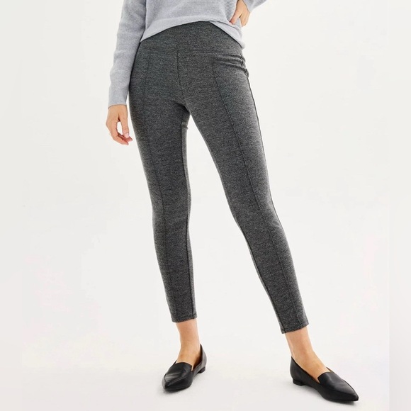 Nine West Women's Stretch Knit Leggings Pull On Mid Rise Size XL Gray Pleated - Picture 1 of 10